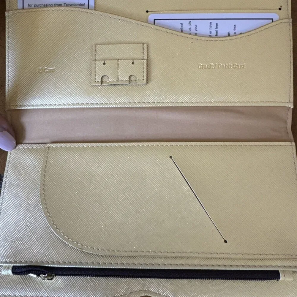 Travelambo Women’s Clutch Wallet Gold Yellow‎ RFID NEW